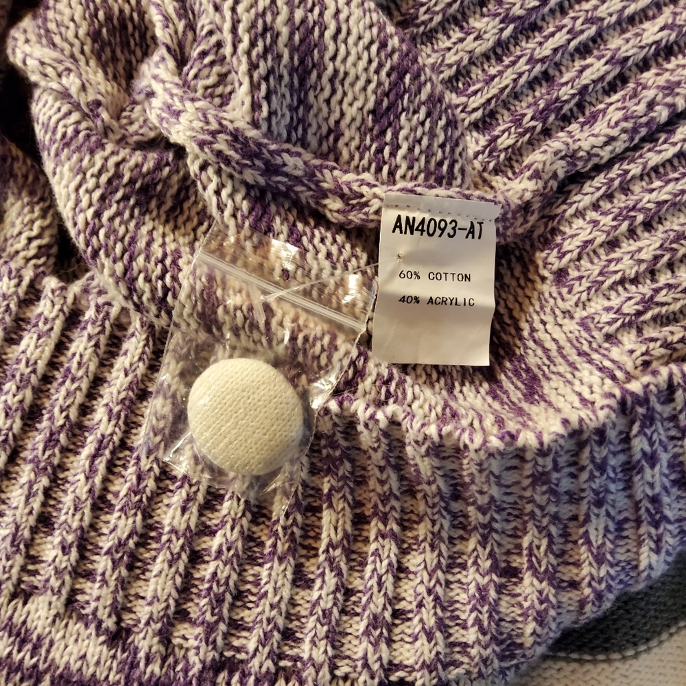 Glamorous Purple Cropped Cardigan with Peter Pan Collar - Picture 7 of 9